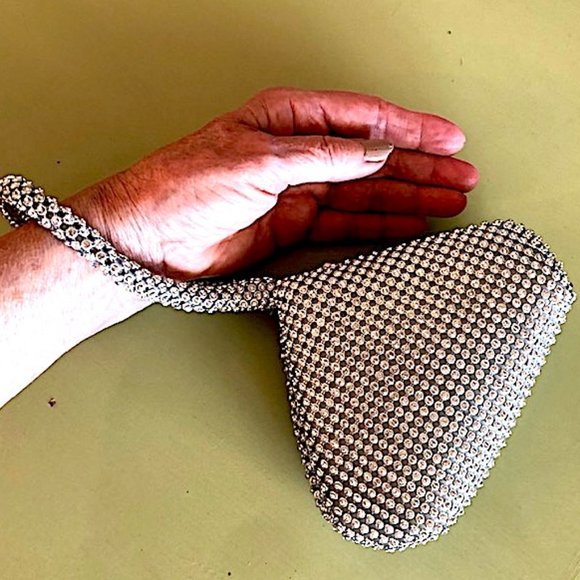 Silver Sparkly Mesh Wristlet Evening Pouch - Picture 5 of 5